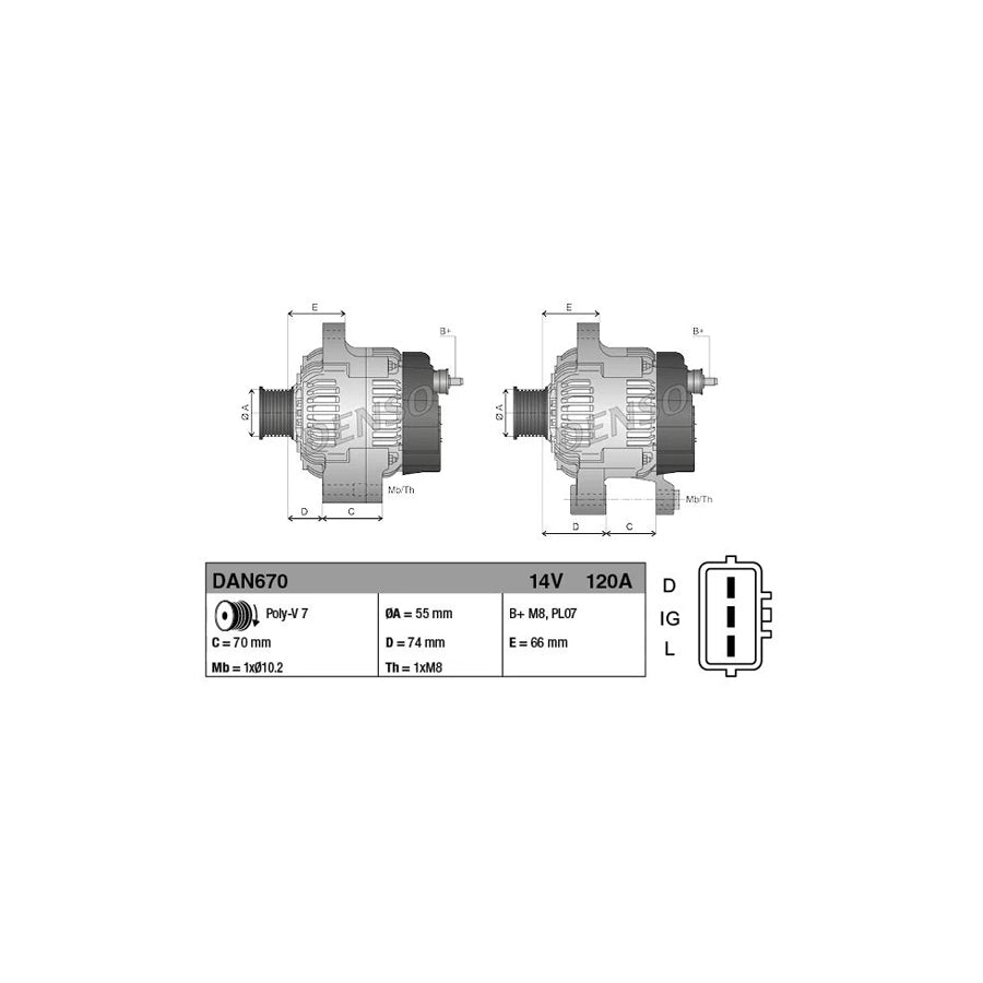 DENSO DAN670 Alternator