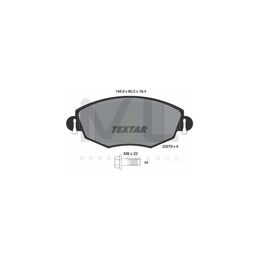 TEXTAR 2327904 Brake pad set not prepared for wear indicator, with brake caliper screws