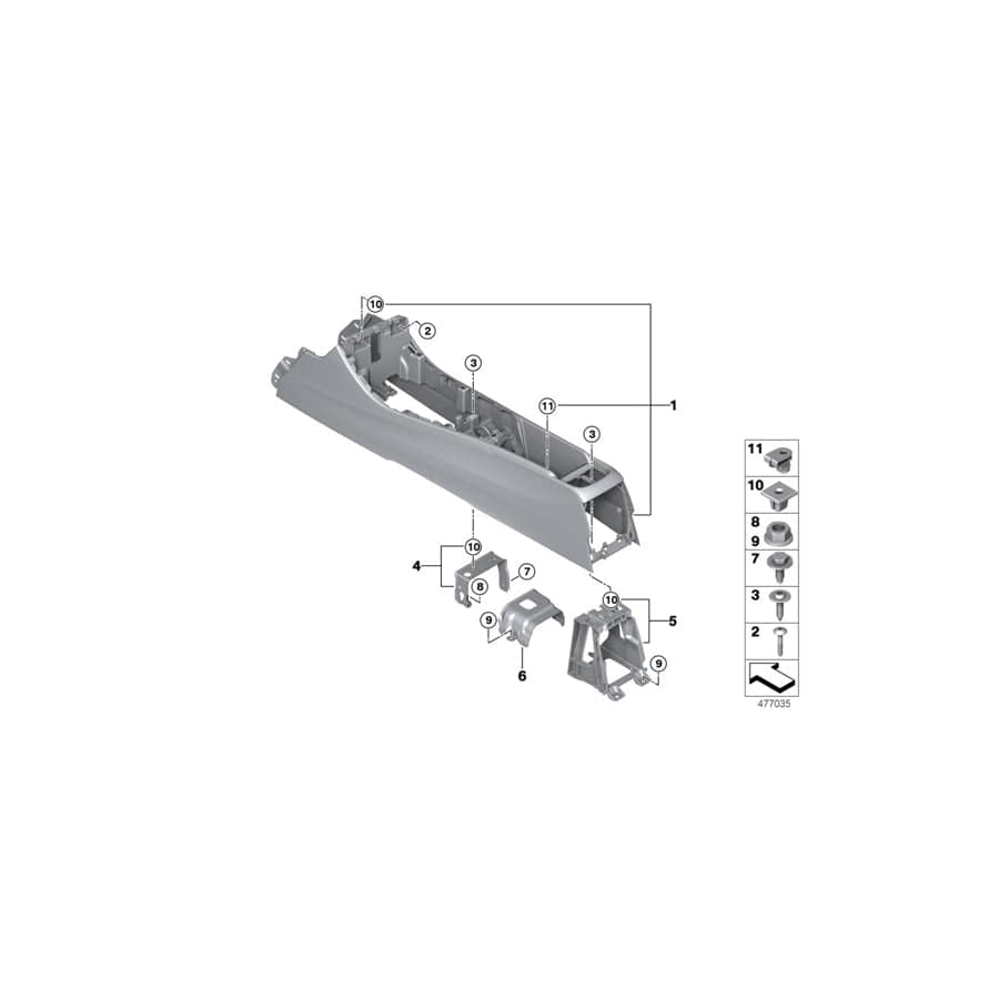 Genuine BMW 51169335194 F39 F48 Center Console SCHWARZ (Inc. X2 20d, X2 18i & X2 M35iX)
