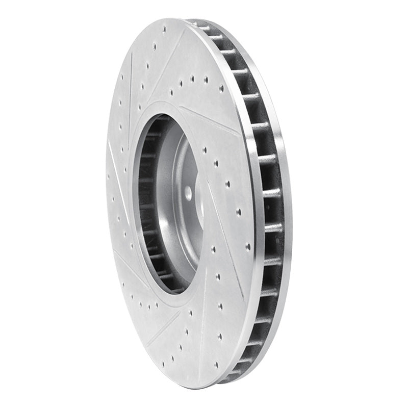 R1 Concepts R1 08-19 BMW X5 Front Right Drilled & Slotted Silver Brake Rotor