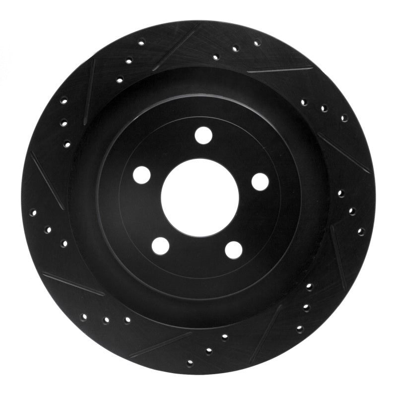 R1 Concepts R1 15-23 Ford Mustang Rear Left Drilled & Slotted Black Brake Rotor