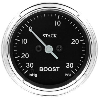 Autometer Stack 52mm -30INHG to +30 PSI (Incl T-Fitting) Pro Step Motor Boost Press Gauge - Classic
