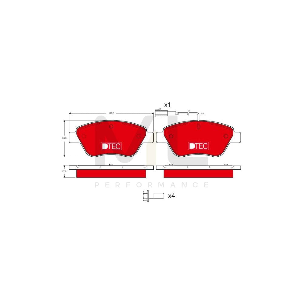 TRW Dtec Cotec Gdb1482Dte Brake Pad Set Incl. Wear Warning Contact, With Brake Caliper Screws