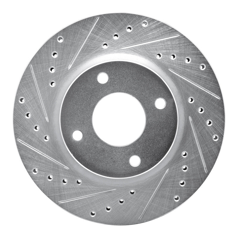 R1 Concepts R1 07-14 Nissan Versa Front Left Drilled & Slotted Silver Brake Rotor