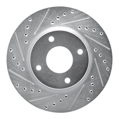 R1 Concepts R1 07-14 Nissan Versa Front Left Drilled & Slotted Silver Brake Rotor