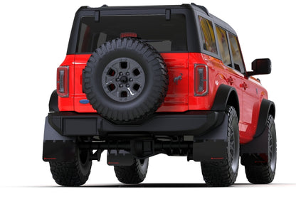 Rally Armor 21-25 Ford Bronco (Steel Bmpr - NO Rptr/Sprt - NO RR/RB) Blk Mud Flap w/Red Logo