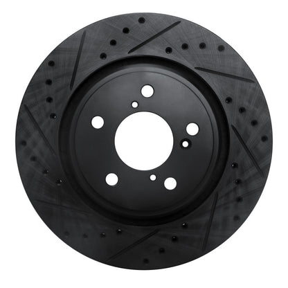 R1 Concepts R1 15-25 Acura MDX Front Left Drilled & Slotted Black Brake Rotor