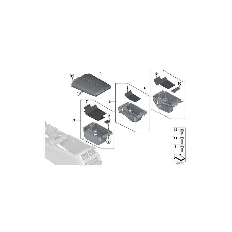 Genuine BMW 51167946462 G11 G12 Armrest, Leath.Front, With Dec.Stitching COGNAC (Inc. 740dX, 730i & 740Li)