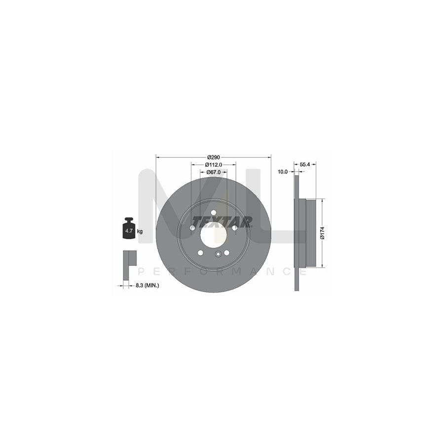 TEXTAR 92072700 Brake Disc Solid, without wheel hub, without wheel studs  - 1 piece