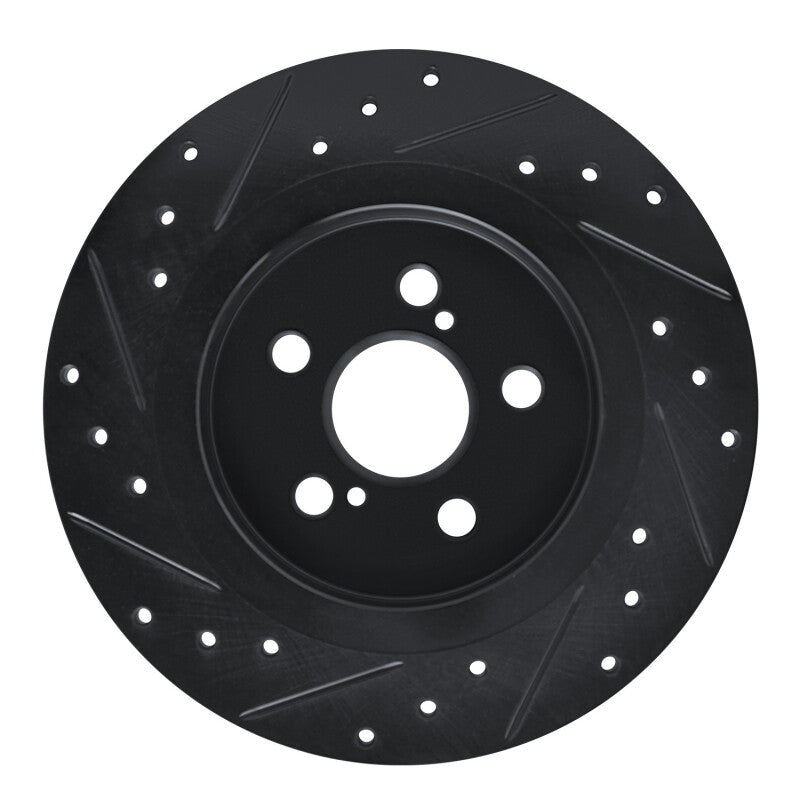 R1 Concepts R1 11-17 Lexus CT200H Rear Right Drilled & Slotted Black Brake Rotor