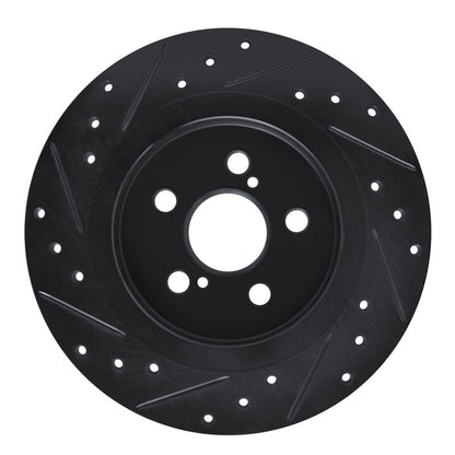 R1 Concepts R1 11-17 Lexus CT200H Rear Right Drilled & Slotted Black Brake Rotor