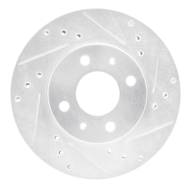 R1 Concepts R1 88-06 Nissan NX Front Right Drilled & Slotted Silver Brake Rotor