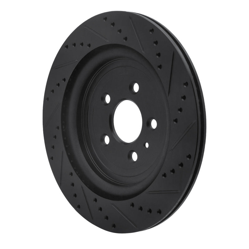 R1 Concepts R1 13-19 Ford Police Interceptor Sedan Rear Left Drilled & Slotted Black Brake Rotor