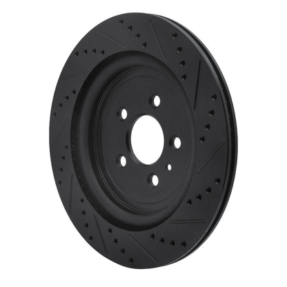 R1 Concepts R1 13-19 Ford Police Interceptor Sedan Rear Left Drilled & Slotted Black Brake Rotor