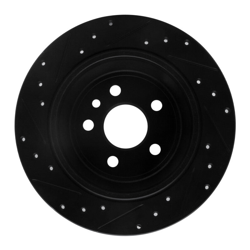 R1 Concepts R1 13-15 Land Rover LR2 Rear Right Drilled & Slotted Black Brake Rotor