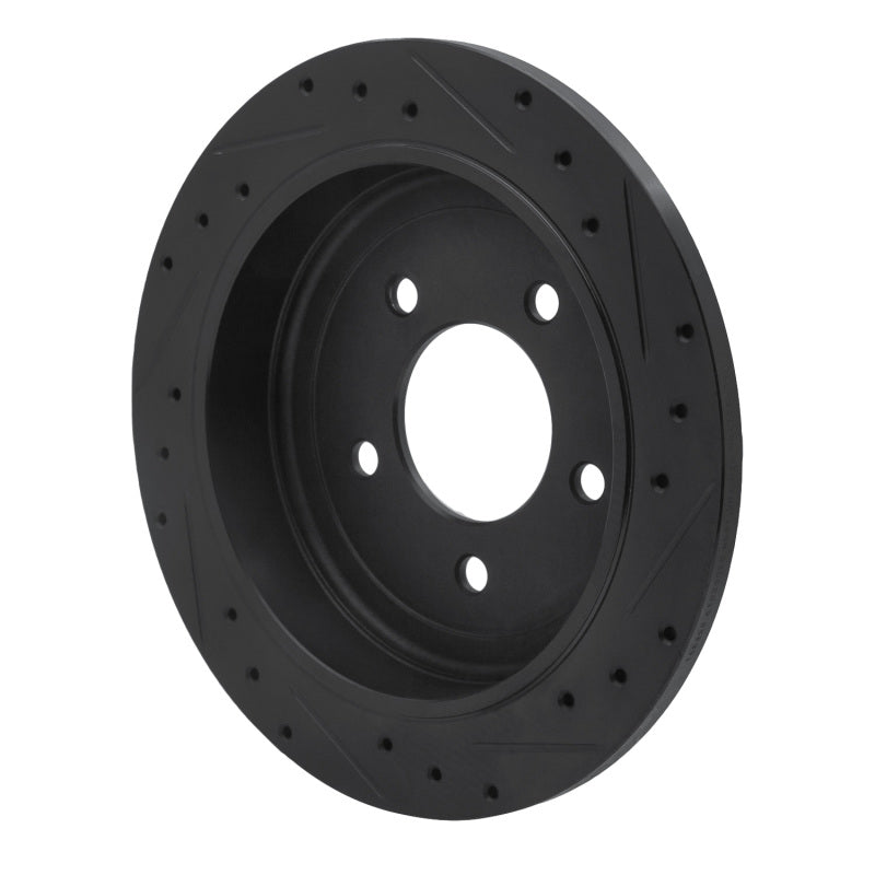 R1 Concepts R1 97-04 Ford F-150 RWD Rear Left Drilled & Slotted Black Brake Rotor