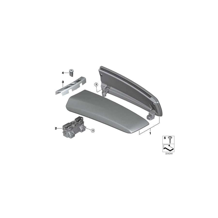 Genuine BMW 51169320654 F07 Armrest In Leather, Front Center SCHWARZ (Inc. 550iX, 530d & 535iX)