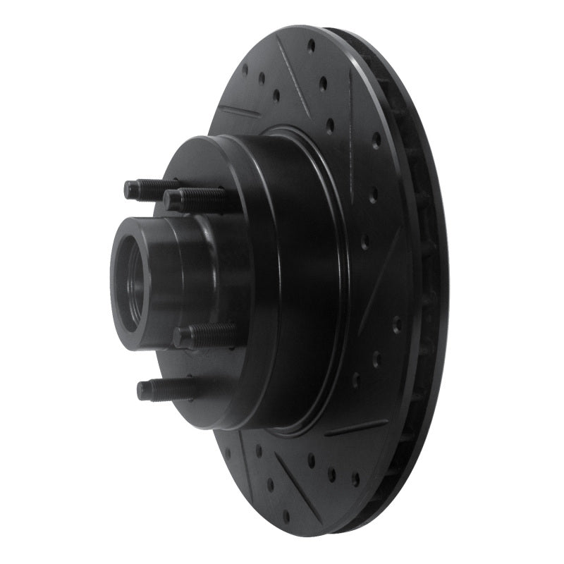 R1 Concepts R1 80-83 Ford F-100 Front Right Drilled & Slotted Black Brake Rotor