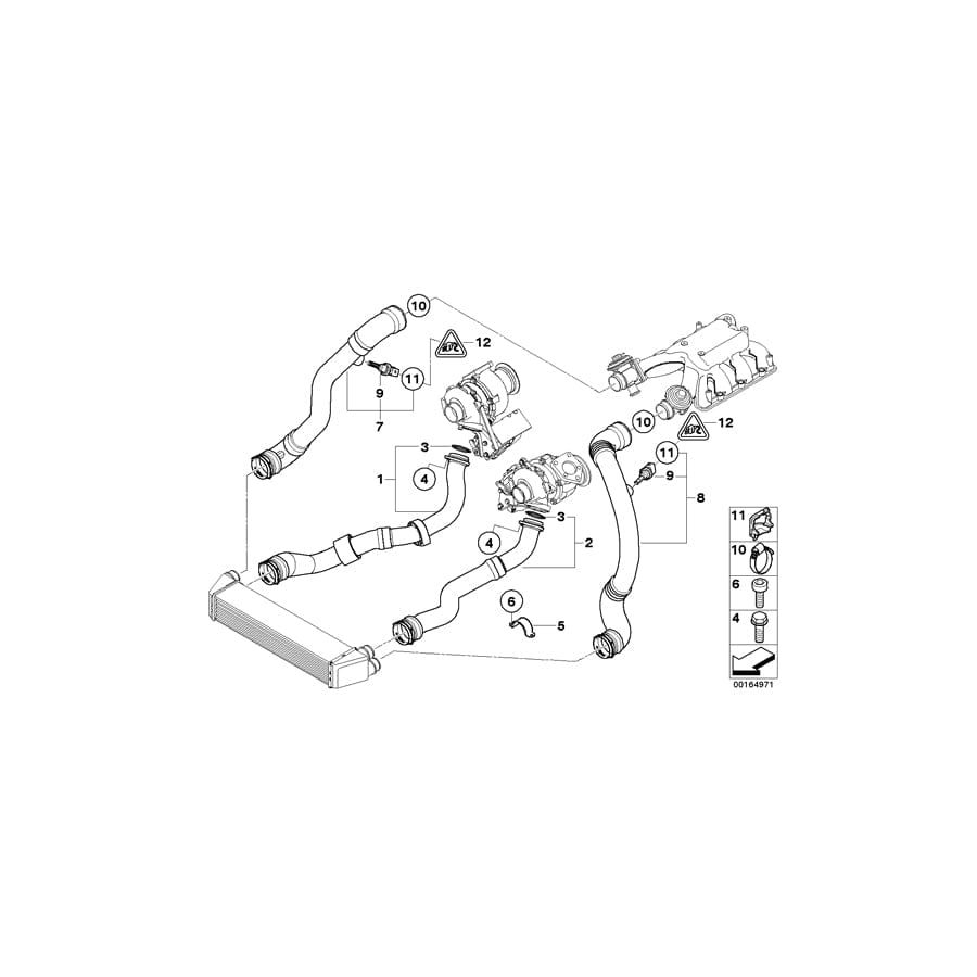 Genuine BMW 11617792630 E65 Charge Air Line ZYL. 1-4 (Inc. 745d)
