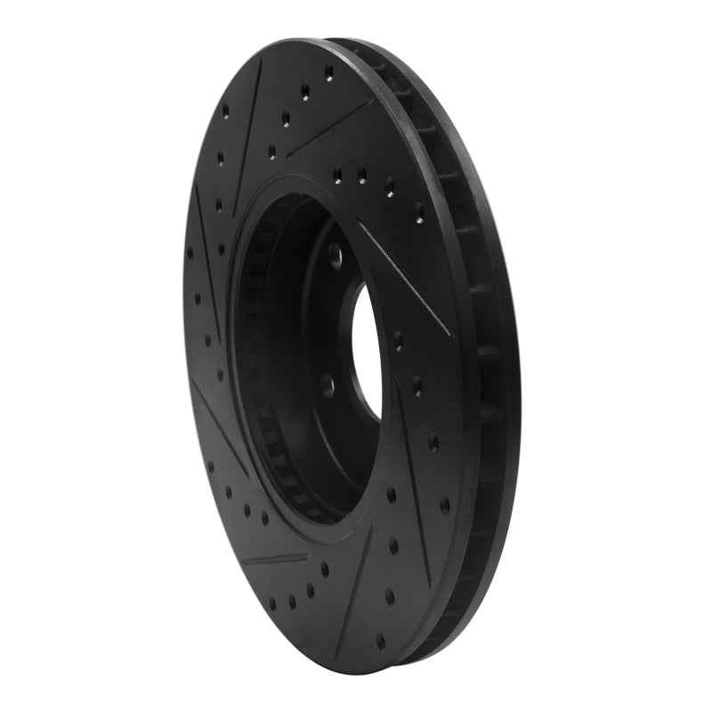 R1 Concepts R1 97-03 Jaguar Vanden Plas Front Right Drilled & Slotted Black Brake Rotor