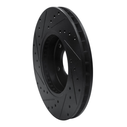 R1 Concepts R1 97-03 Jaguar Vanden Plas Front Right Drilled & Slotted Black Brake Rotor