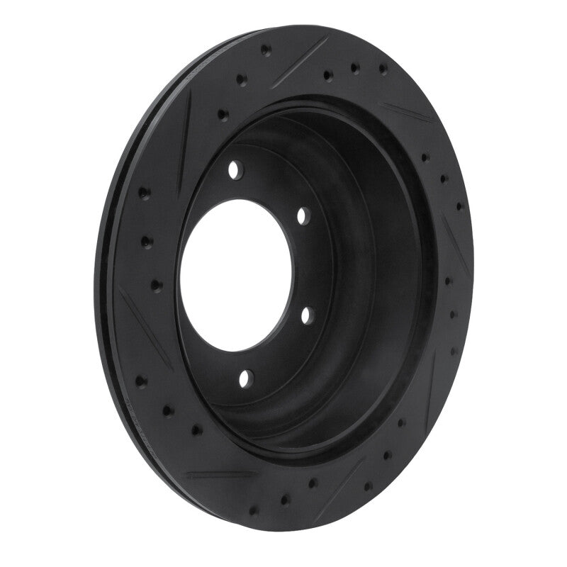 R1 Concepts R1 92-04 Acura SLX Rear Right Drilled & Slotted Black Brake Rotor
