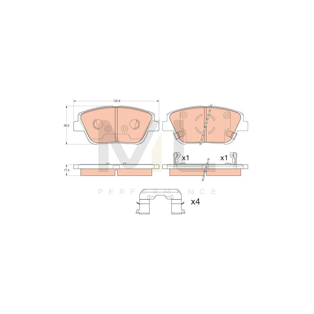 TRW Gdb3540 Brake Pad Set For Kia Optima / K5 (Tf) With Acoustic Wear Warning, With Accessories