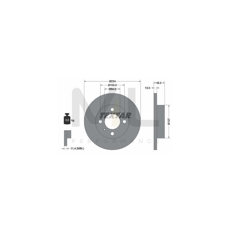 TEXTAR 92089300 Brake Disc Solid, without wheel hub, without wheel studs  - 1 piece