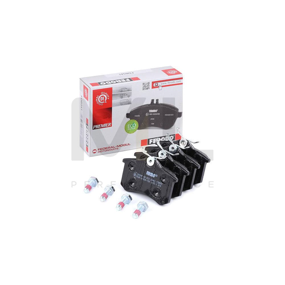 Ferodo Premier Eco Friction FDB541 Brake Pad Set Not Prepared for Wear Indicator, With Brake Caliper Screws, With Accessories