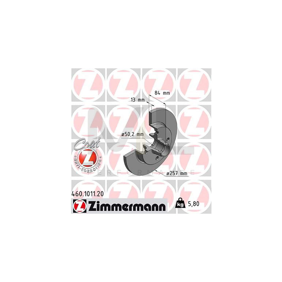 ZIMMERMANN COAT Z 460.1011.20 Brake Disc for PORSCHE 924 Coupe Solid, Coated  - 1 piece