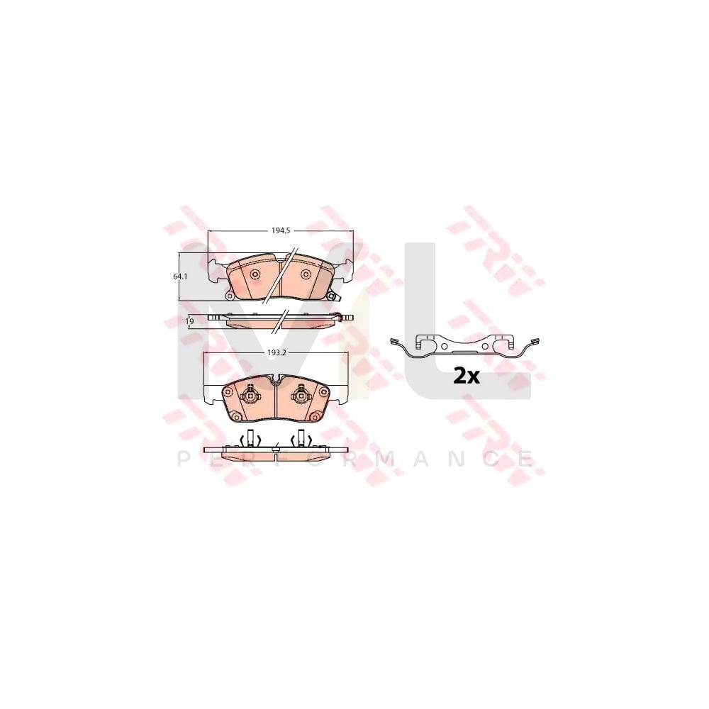 TRW Gdb2130 Brake Pad Set For Jeep Grand Cherokee Iv (Wk, Wk2) With Acoustic Wear Warning, With Accessories