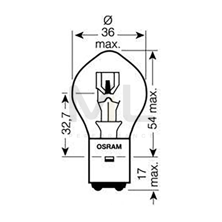 OSRAM 7326 Bulb, spotlight S1 12V 25 / 25W BA20d Halogen
