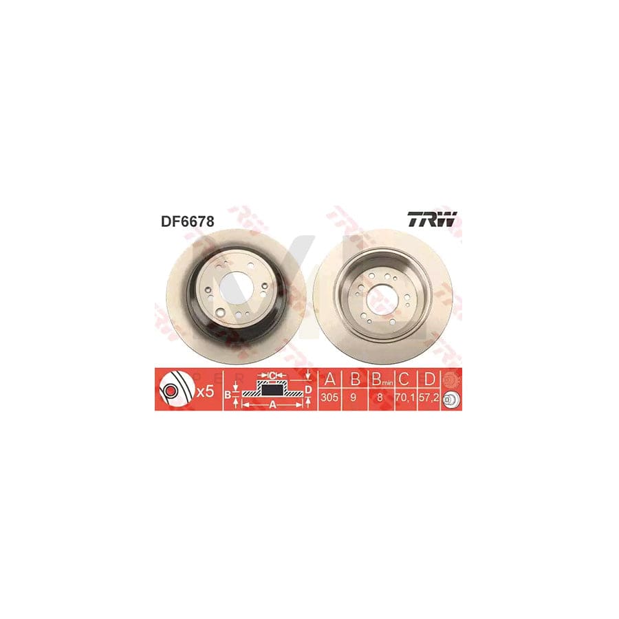 TRW DF6678 Brake Disc for HONDA ACCORD Solid, Painted  - 1 piece