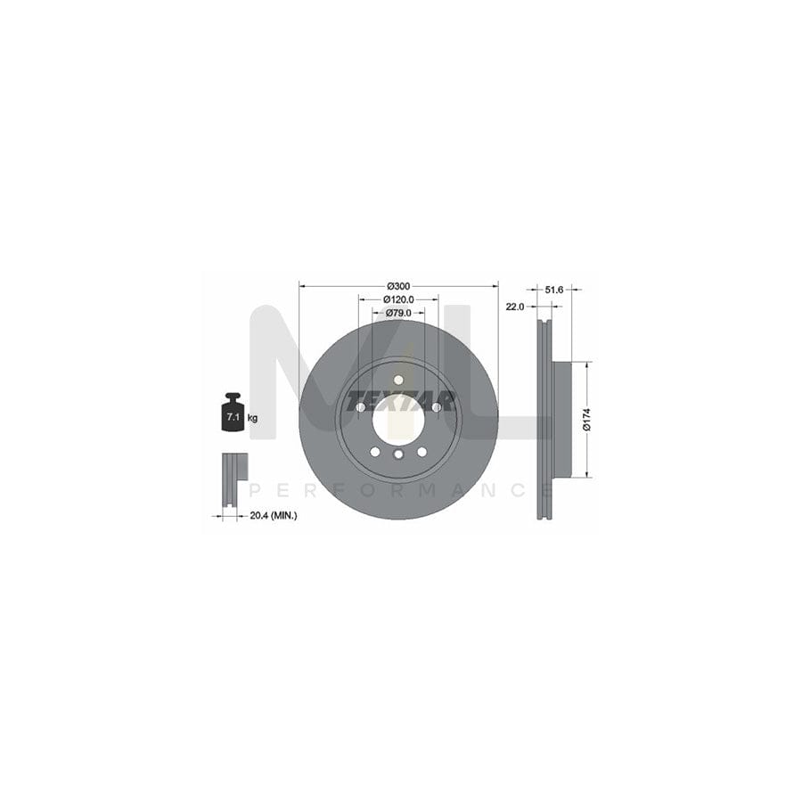 TEXTAR PRO 92097203 Brake Disc for BMW 3 Saloon (E46) Internally Vented, Coated, without wheel hub, without wheel studs  - 1 piece