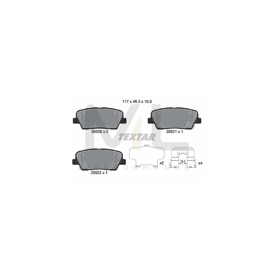 TEXTAR 2552001 Brake pad set with acoustic wear warning, with accessories