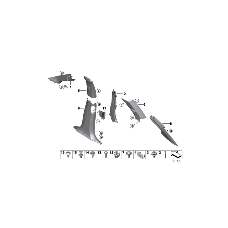 Genuine BMW 51437852884 F15 Trim Cover, D-Pillar, Upper Right OYSTER (Inc. X5 50iX 4.4)