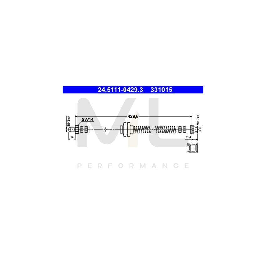 ATE 24.5111-0429.3 Brake Hose 429,6mm, M10x1