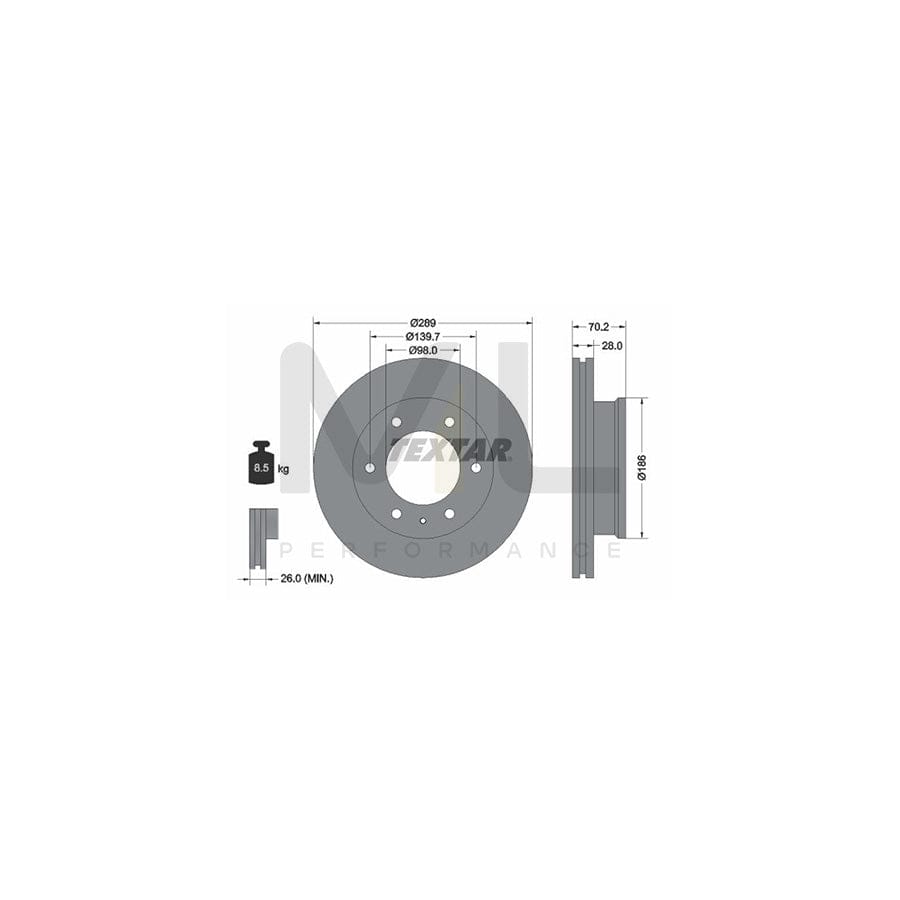 TEXTAR 92223000 Brake Disc Internally Vented, without wheel hub, without wheel studs  - 1 piece