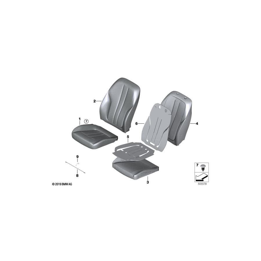 Genuine BMW 52107412705 G11 G30 G32 Cover, Basic Backrest, Leather, Left LCSW SCHWARZ (Inc. 520d, 750LiX & 740LeX)