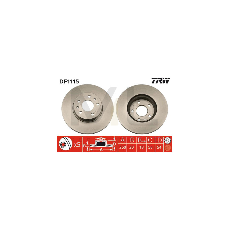 TRW DF1115 Brake Disc for Citroen CX Vented  - 1 piece