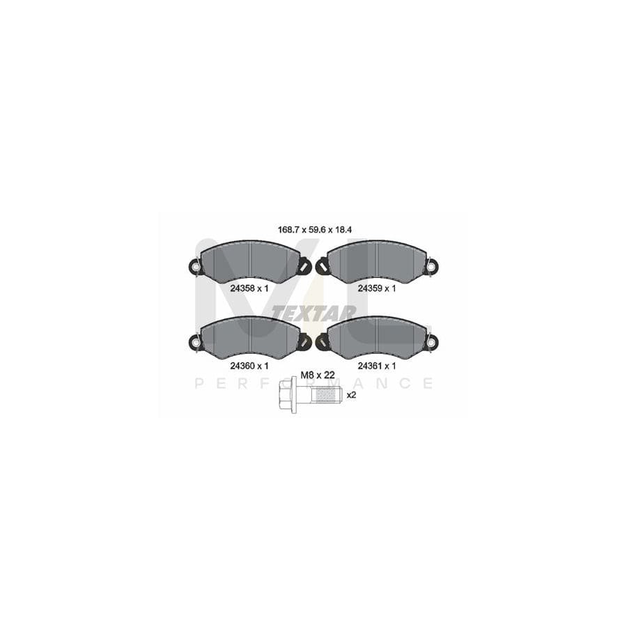 TEXTAR 2435801 Brake pad set with acoustic wear warning