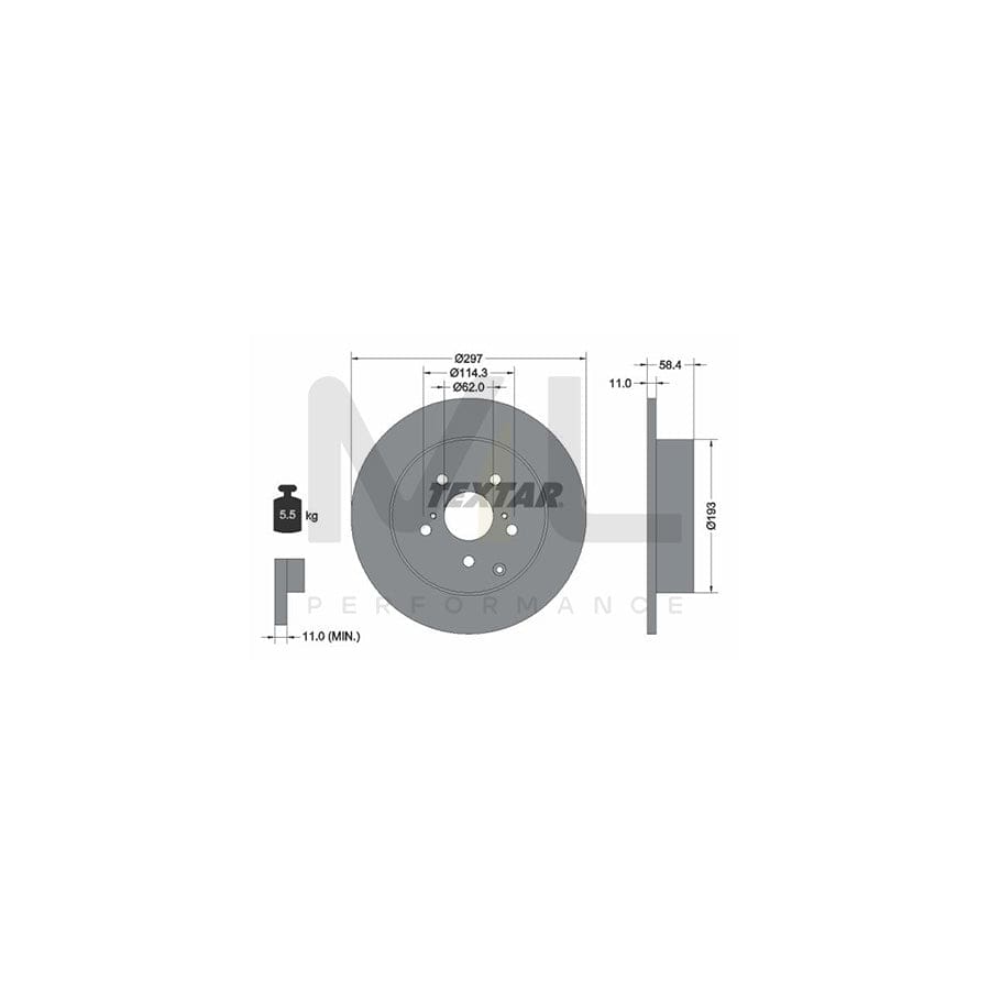 TEXTAR 92222500 Brake Disc for TOYOTA Verso (AR20) Solid, without wheel hub, without wheel studs  - 1 piece