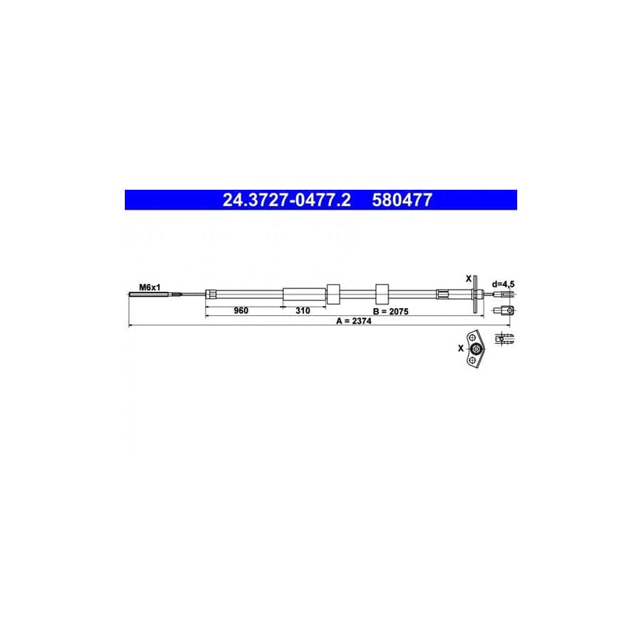 ATE 24.3727-0477.2 Hand Brake Cable Suitable for Mercedes-Benz G-Class