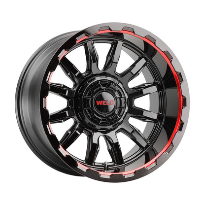 Weld W13800026475 Gauntlet W138 Wheel 20x10 5x114.3 ET-18 BS4.75 Gloss Black MIL RED