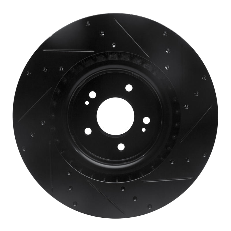 R1 Concepts R1 18-22 Genesis G70 Front Left Drilled & Slotted Black Brake Rotor