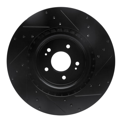 R1 Concepts R1 18-22 Genesis G70 Front Left Drilled & Slotted Black Brake Rotor