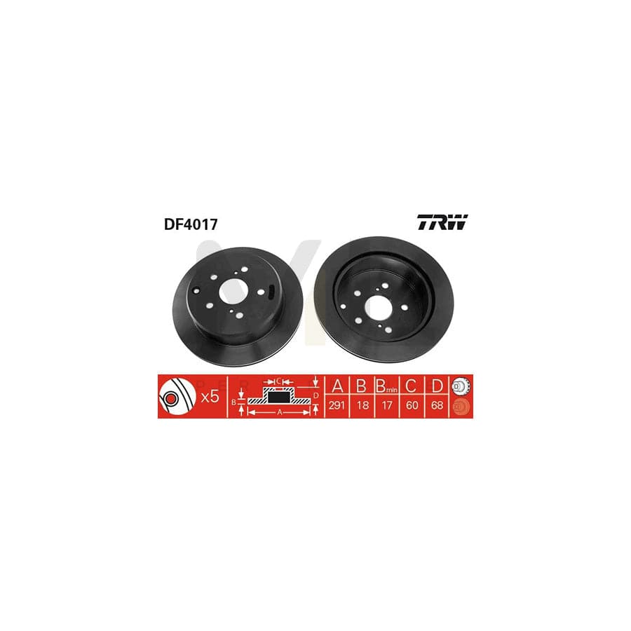TRW DF4017 Brake Disc Vented, Painted  - 1 piece