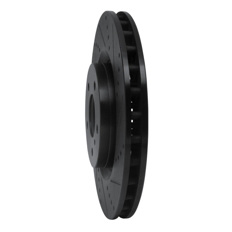 R1 Concepts R1 03-08 Infiniti G35 Front Right Drilled & Slotted Black Brake Rotor