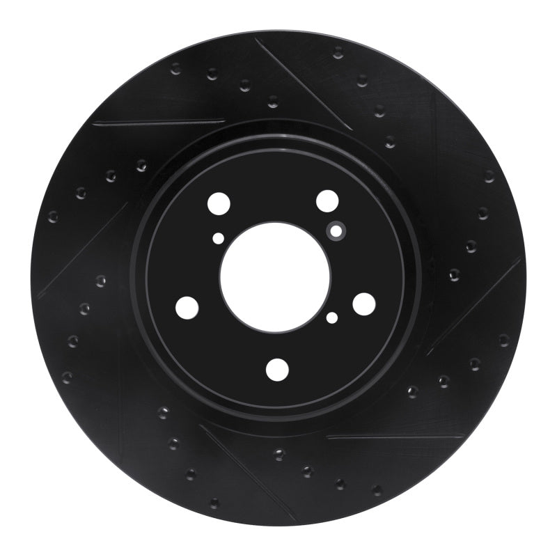 R1 Concepts R1 17-20 Acura MDX Front Right Drilled & Slotted Black Brake Rotor
