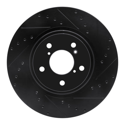 R1 Concepts R1 17-20 Acura MDX Front Right Drilled & Slotted Black Brake Rotor